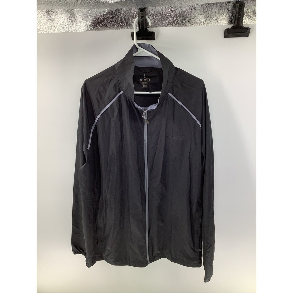 Elevate Mens Black Full Zip Reflective Windbreaker Jacket 2XL CA 19737 RN 137770